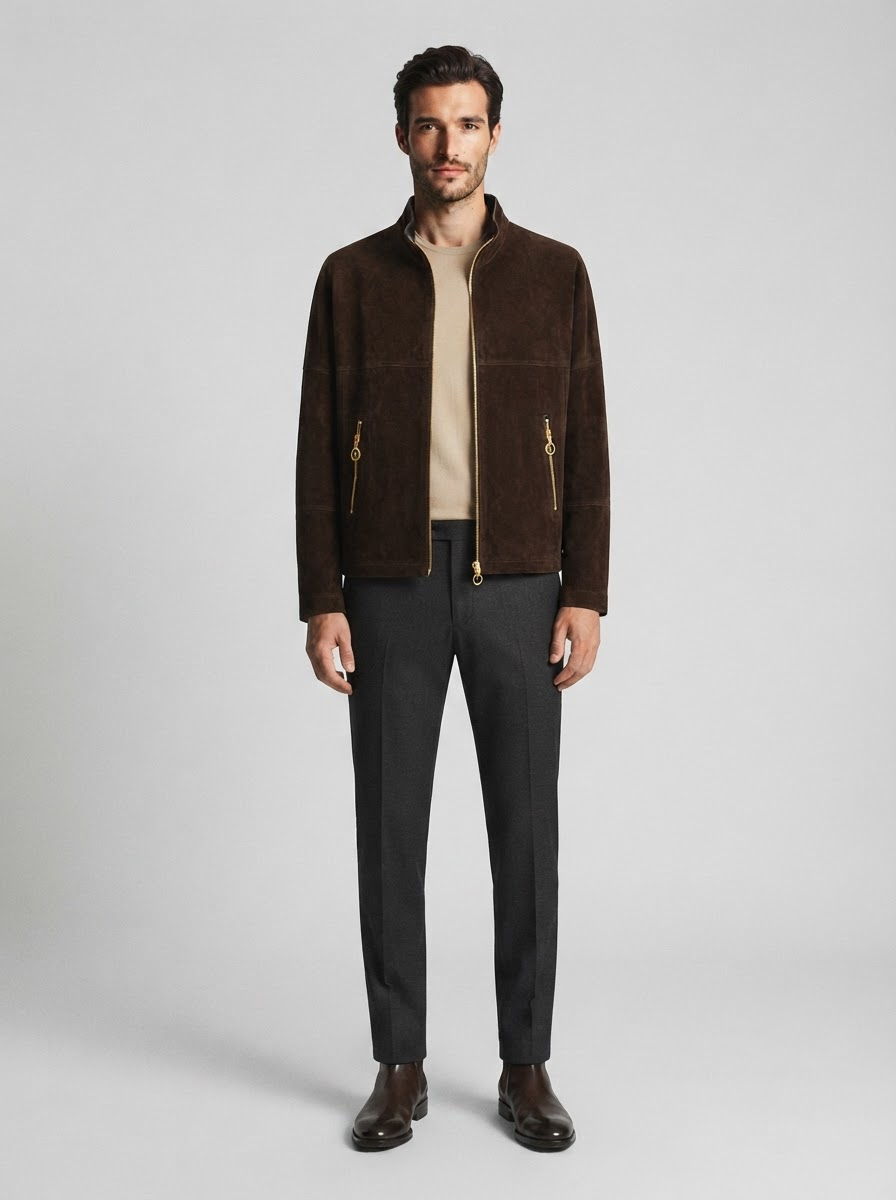 Erkek Kahverengi Süet Blazer Ceket