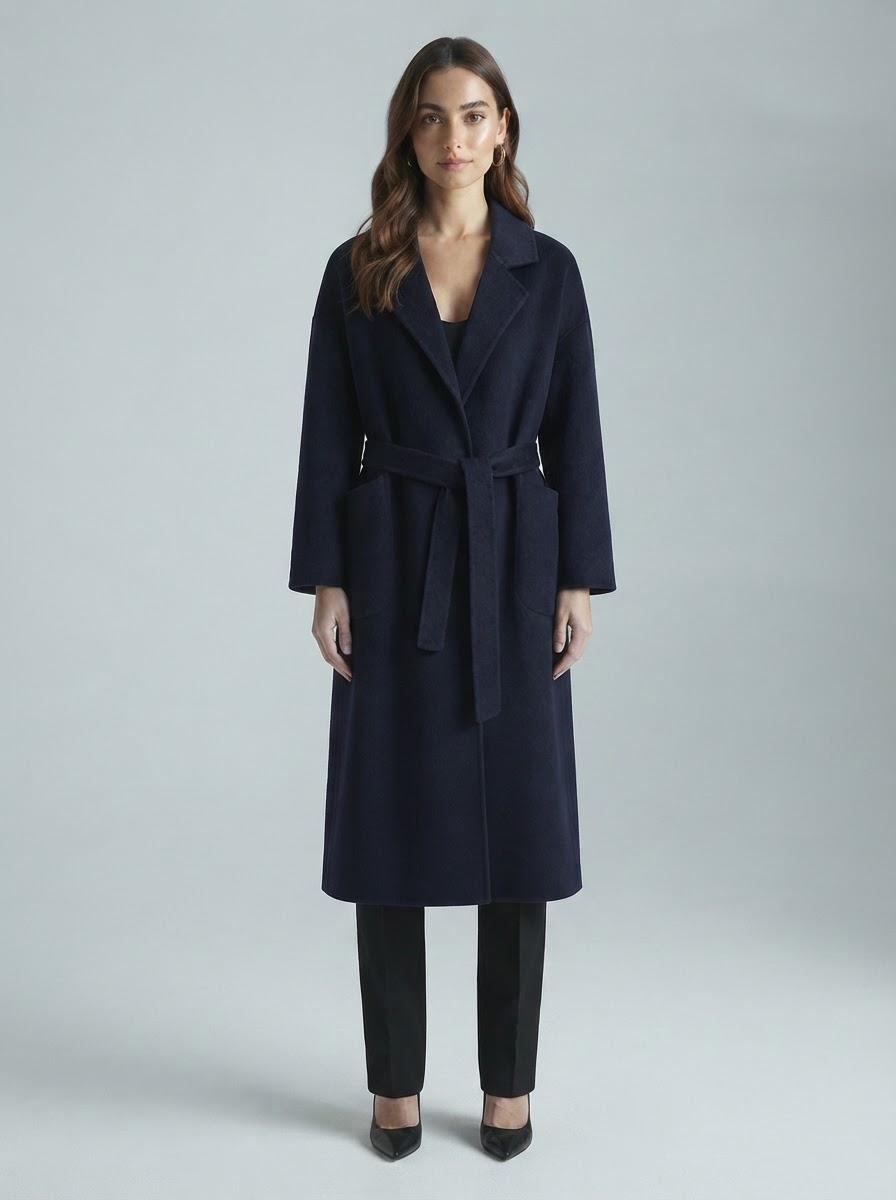 Kadın Antrasit Kaban — Çizgili Kürk Cepli