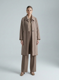 Kadın Taupe Longline Örgü Kaban — Funnel Yaka