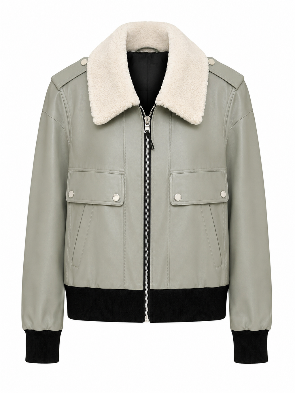 Kadın Adaçayı Aviator Ceket — Shearling Yaka
