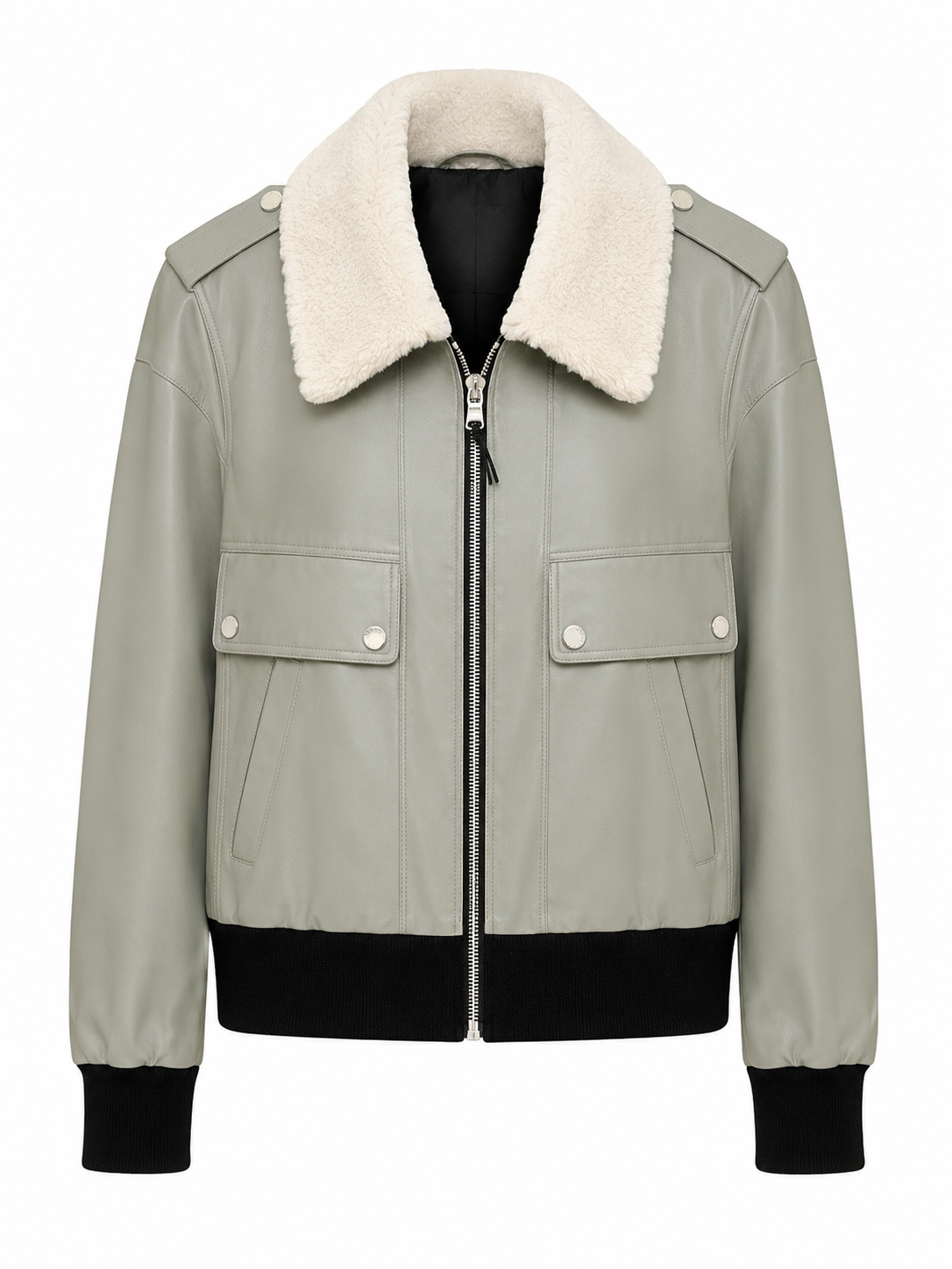 Kadın Adaçayı Aviator Ceket — Shearling Yaka